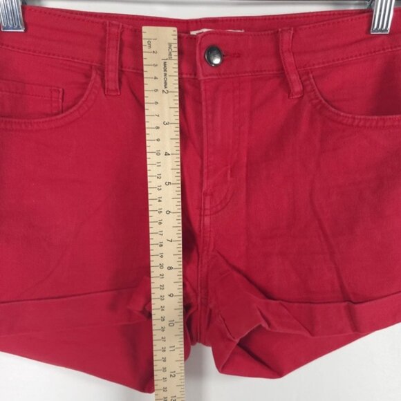 H&M Denim Cuffed Red Shorts Size 8 - Picture 4 of 8